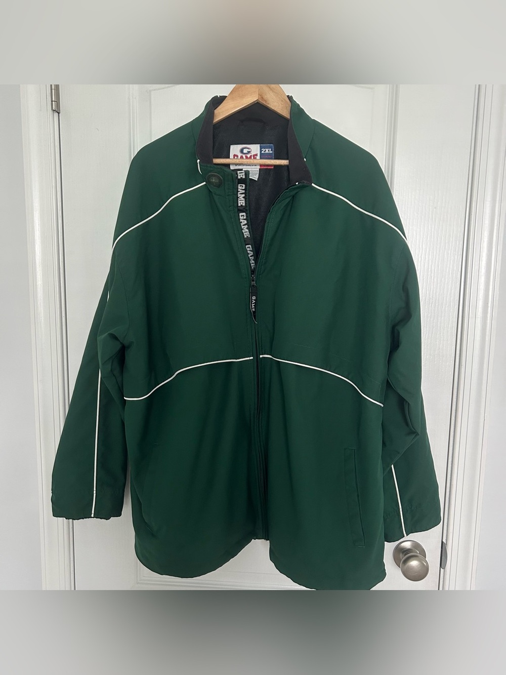 Game Sportswear Green Windbreaker Jacket 2XL Y2K Mesh Lined Full Zip Coat - Picture 3 of 9